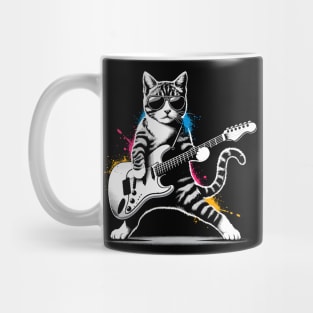 Guitar Cat Novelty Rock Music Band Concert Funny Cat Mug